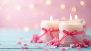 10月2日(木)のピンクの雰囲気のキャンドル