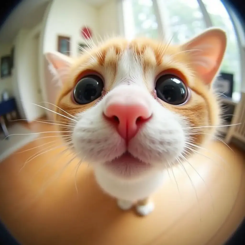 魚眼レンズで写した猫_10月8日(水)