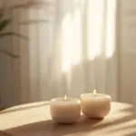 穏やかな光の中のキャンドル