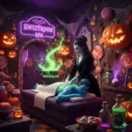 SweetRoom_2025年10月26日の画像_ハロウィンの雰囲気の施術中のイラスト