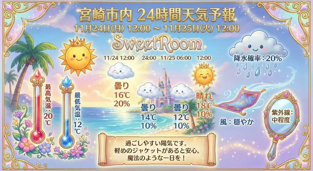 宮崎市の天気予報情報-SweetRoom-2025-11-24
