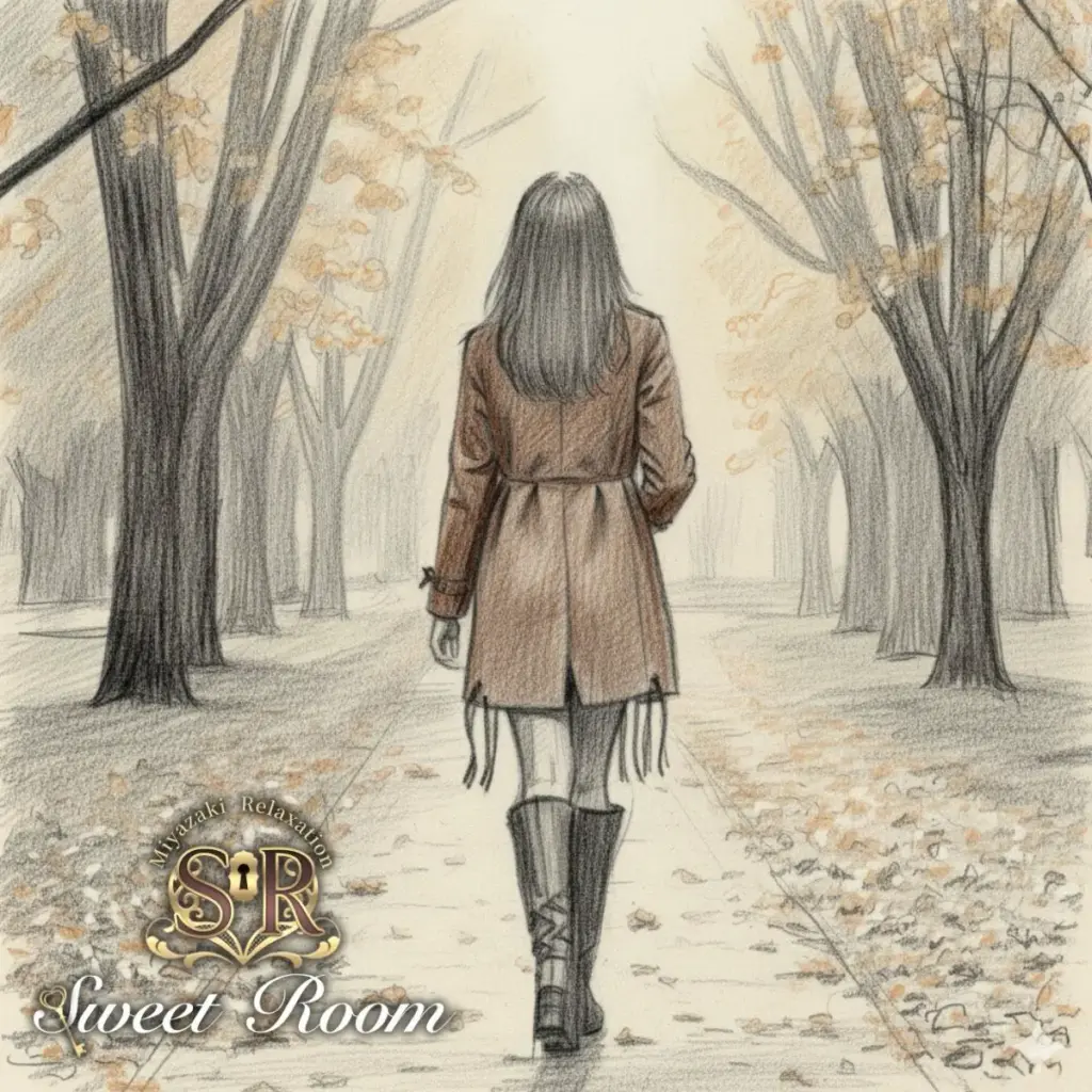 秋の道を歩く女性- SweetRoom - 2025年11月10日