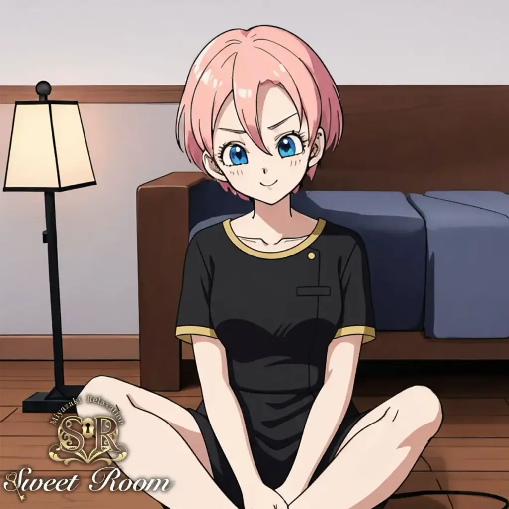 ピンク髪のキャラクターが座る-SweetRoom-2025年11月12日