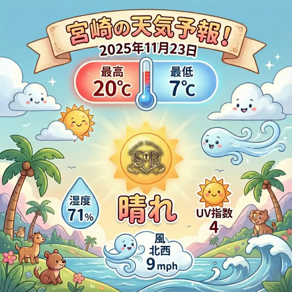 宮崎の晴れた天気予報-SweetRoom-2025年11月23日