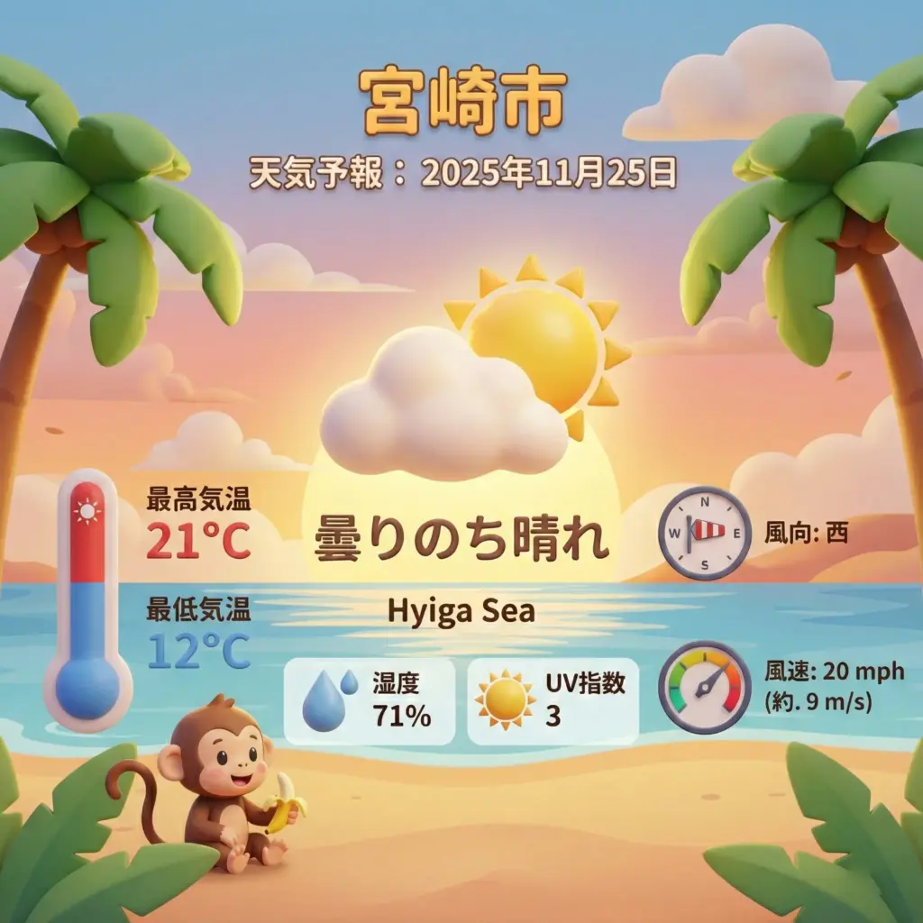 宮崎市の晴れた天気予報-SweetRoom-2025年11月25日