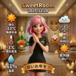 新年の挨拶と天気情報-SweetRoom -2025年12月28日