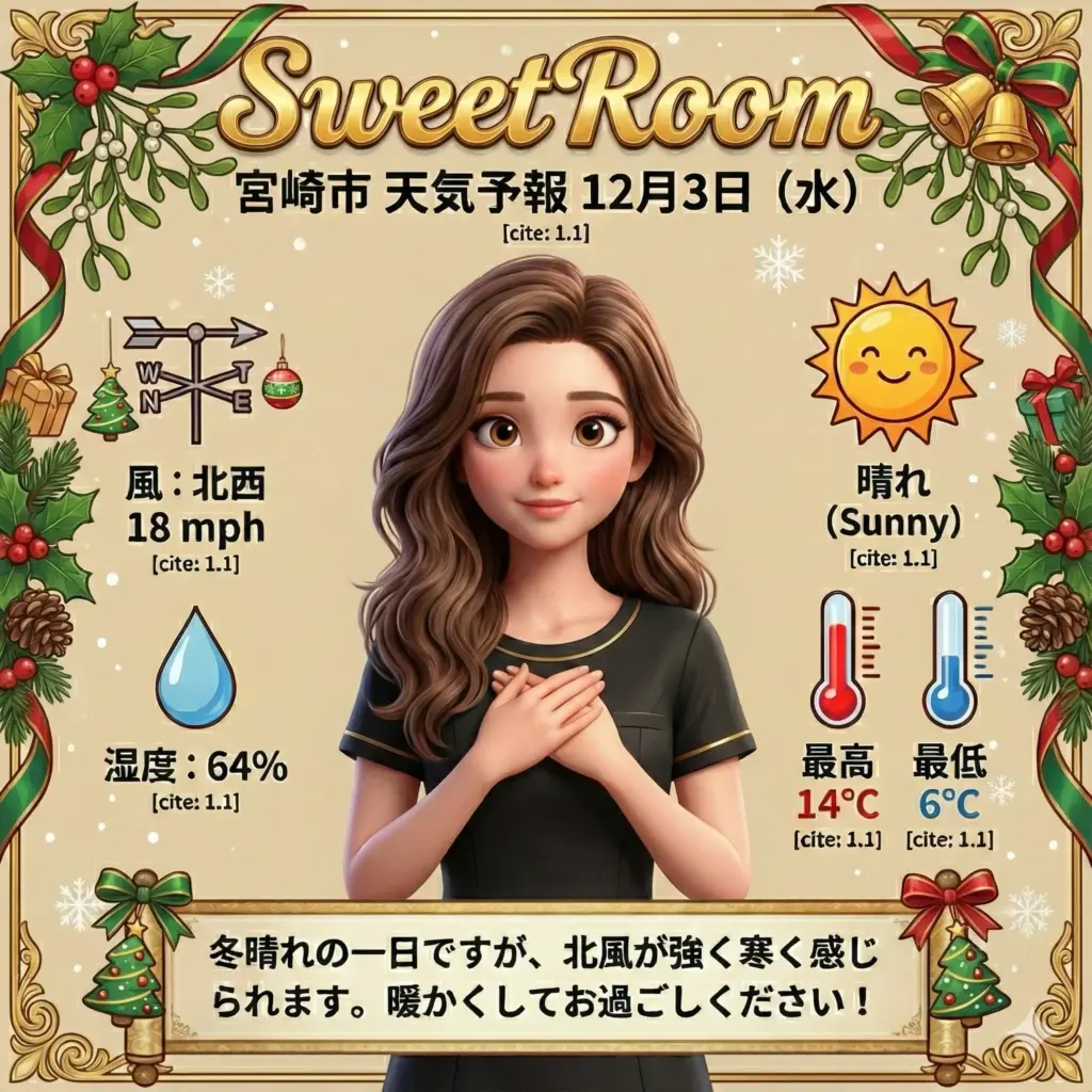 晴れた冬の日の天気予報-SweetRoom-2025年12月3日