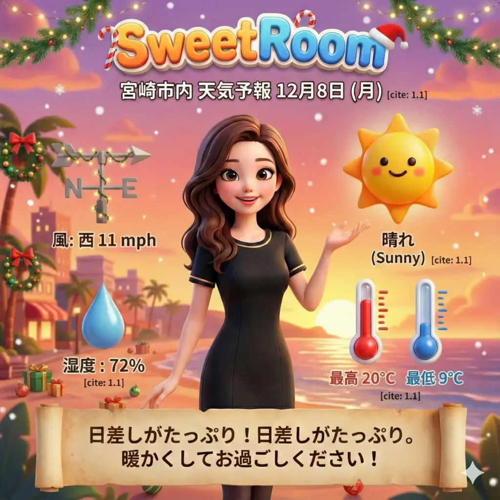 晴れた日の天気予報です-SweetRoom-2025年12月8日