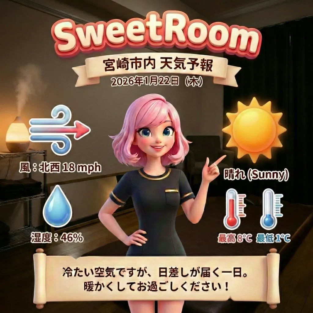 宮崎市の天気予報情報SweetRoom-2026年1月22日
