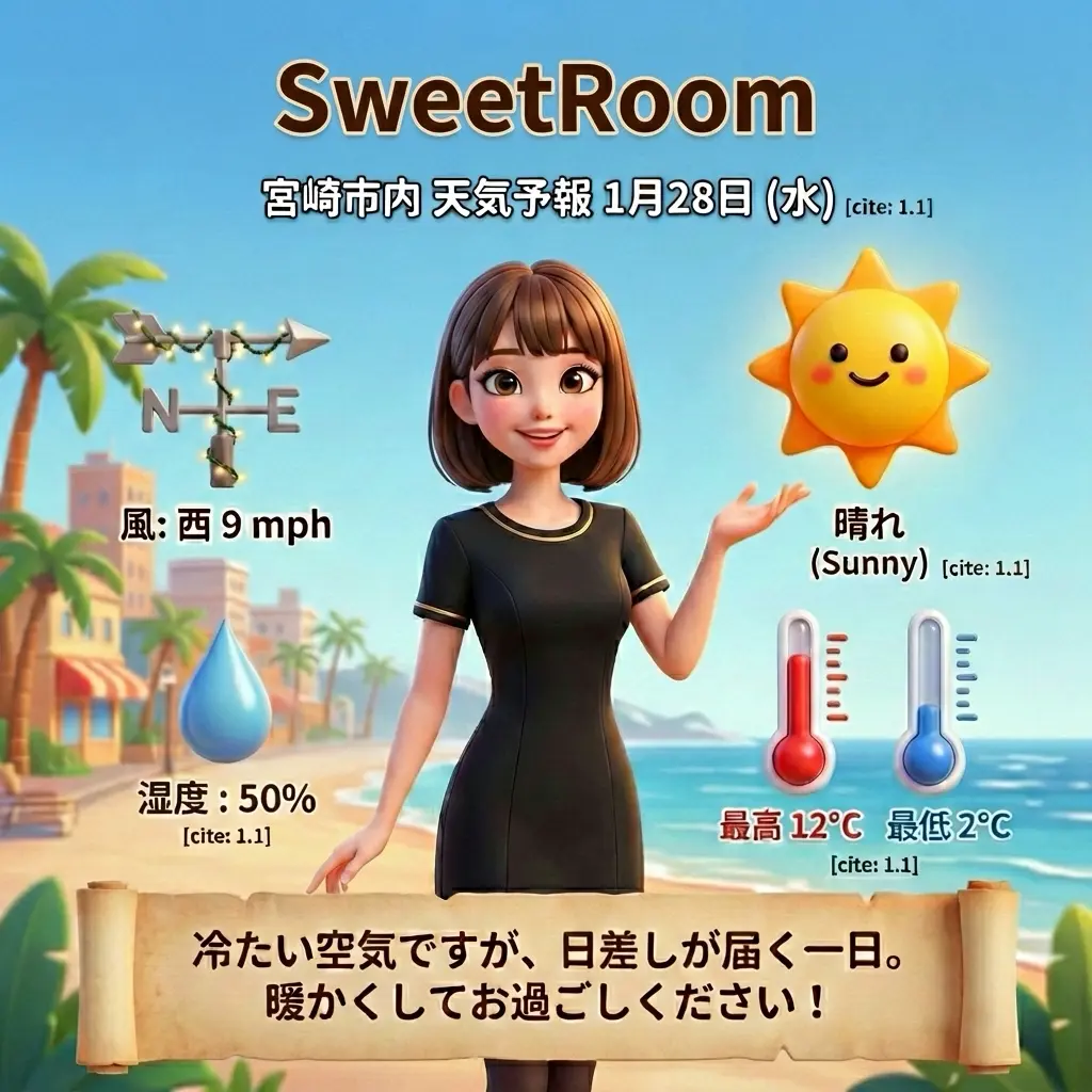 天気予報とキャラクターの画像ー2026年1月28日