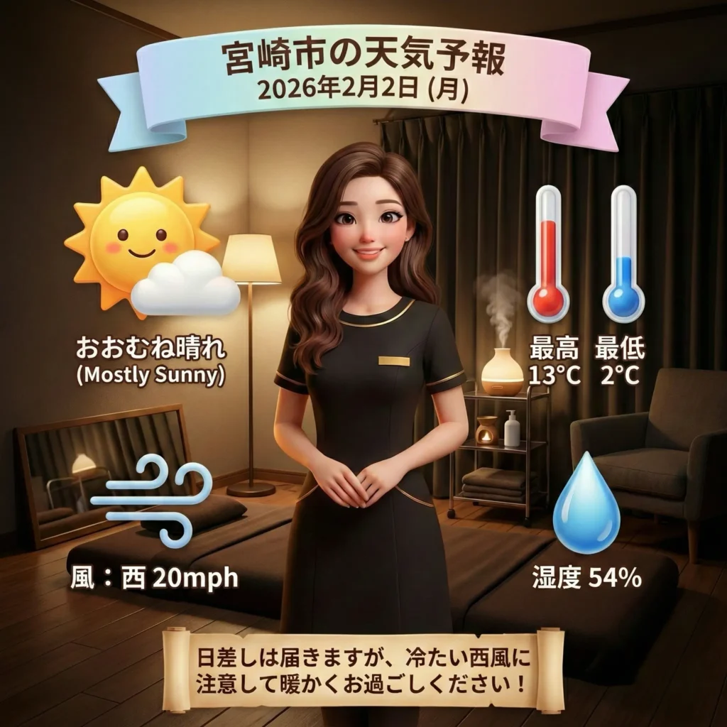 宮崎市の天気予報情報-2026年2月2日