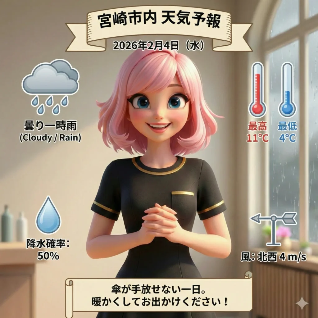 宮崎市の天気予報-2026年2月4日